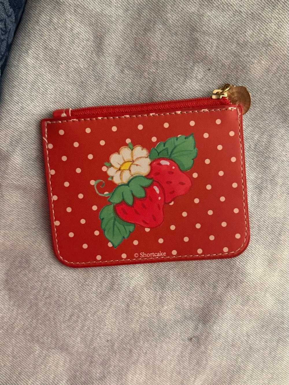 Red Strawberry shortcake Polka Dot Cardholder Wallet